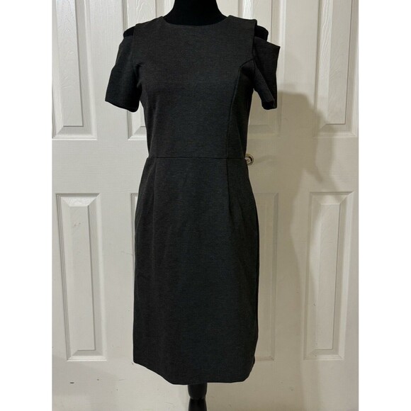 Banana Republic Gray Cold Shoulder Sheath Dress Womens 6 - Picture 2 of 5